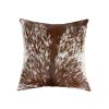 18" Brown and White Cowhide Throw Pillow