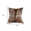 18" Brown and White Cowhide Throw Pillow