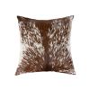 18" Brown and White Cowhide Throw Pillow