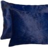 Set of Two 12" X 20" Navy Cowhide Throw Pillow