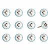 Set Of 12 White And Sky Blue Floral Ceramic Knobs