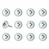 Set Of 12 White And Sky Blue Floral Ceramic Knobs
