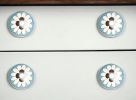 Set Of 12 White And Sky Blue Floral Ceramic Knobs