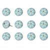 1.5" X 1.5" X 1.5" Turquoise White And Gold  Knobs 12 Pack