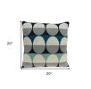 20" X 7" X 20" Transitional Gray And Blue Pillow Cover With Poly Insert
