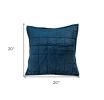 20" X 7" X 20" Transitional Navy Blue Quilted Pillow Cover With Poly Insert