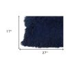 17" Navy Blue Genuine Tibetan Lamb Fur Pillow With Microsuede Backing