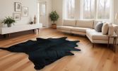 6' X 7' Black Cowhide Handmade Area Rug