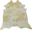 6.5' White And Tan Brazilian Natural Cowhide Area Rug