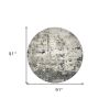 8' Ivory Teal Machine Woven Abstract Round Indoor Area Rug