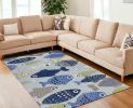 7' X 9'  Polyester Light Blue Area Rug