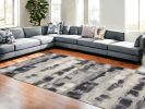8' X 11' Shades Of Grey Machine Woven Abstract Brushstroke Indoor Area Rug