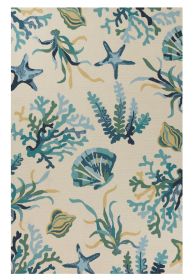 7' X 9'  Uv Treated Polypropylene Ivory Or Blue Area Rug