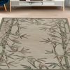 5' X 8' Ivory Hand Tufted Bordered Bamboo Indoor Area Rug