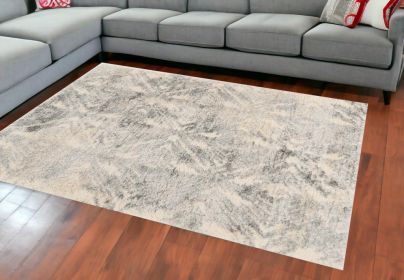 8' X 13'  Modern Ivory And Grey Abstract Area Rug