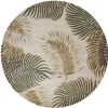8' Natural Beige Hand Tufted Tropical Leaves Round Indoor Area Rug