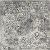 8' X 11' Ivory Machine Woven Distressed Diamond Floral Medallion Indoor Area Rug