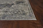 8' X 11' Ivory Machine Woven Distressed Diamond Floral Medallion Indoor Area Rug