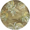 8' Moss Green Hand Tufted Tropical Trees Round In Area Rug