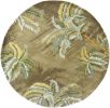 8' Moss Green Hand Tufted Tropical Trees Round In Area Rug