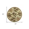 8' Ivory Hand Tufted Bordered Tropical Plants Round Area Rug