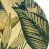 8' Ivory Teal Hand Tufted Tropical Leaves Round Area Rug