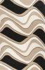 8' X 11' Black Beige Hand Tufted Abstract Waves Area Rug