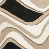 8' X 11' Black Beige Hand Tufted Abstract Waves Area Rug