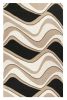 8' X 11' Black Beige Hand Tufted Abstract Waves Area Rug