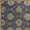 8' X 11' Midnight Blue Hand Tufted Traditional Floral  Area Rug