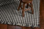 9' X 12' Grey Hand Woven Houndstooth W/Braided Fringe Indoor Area Rug