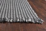 9' X 12' Grey Hand Woven Houndstooth W/Braided Fringe Indoor Area Rug