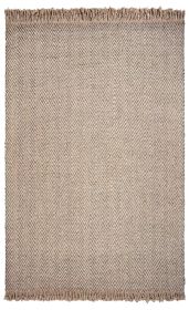 9' X 12' Oatmeal Beige Hand Woven Herringbone With Braided Fringe Area Rug