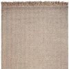 9' X 12' Oatmeal Beige Hand Woven Herringbone With Braided Fringe Area Rug