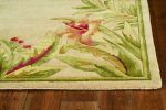 8' X 10' Ivory Hand Tufted Bordered Tropical Plants Area Rug