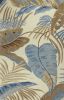 8' X 11' Ivory and Blue Wool Tropical Botanical Hand Tufted Area Rug