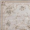 9' X 12' Light Grey Bordered Floral Area Rug