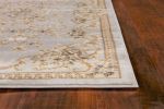 9' X 12' Light Grey Bordered Floral Area Rug