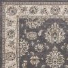 9' X 12' Grey Ivory Bordered Floral Area Rug