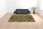 10' X 13' Green Taupe Machine Woven Floral Traditional Area Rug