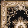 10' X 13' Black Ivory Machine Woven Hand Carved Floral Medallion Area Rug