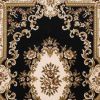 10' X 13' Black Ivory Machine Woven Hand Carved Floral Medallion Area Rug