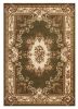 10' X 13' Green Ivory Machine Woven Hand Carved Floral Medallion Area Rug