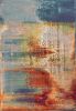 10' X 13' Blue Rust Orange Machine Woven Abstract Brushstrokes Area Rug