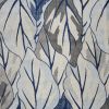 10' X 13' Grey Navy Blue Machine Woven Tropical Leaves Area Rug