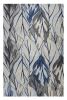 10' X 13' Grey Navy Blue Machine Woven Tropical Leaves Area Rug