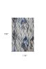 10' X 13' Grey Navy Blue Machine Woven Tropical Leaves Area Rug