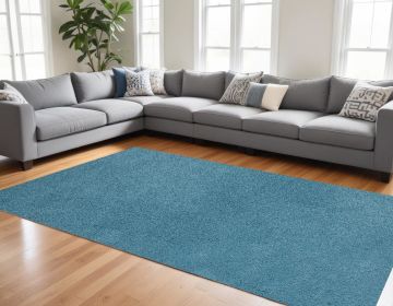 9' X 13' Blue Hand Woven Area Rug