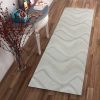 2' X 7' Ivory Abstract Waves Wool Runner Rug