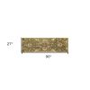 2' X 7' Emerald Green Floral Vine Wool Runner Rug